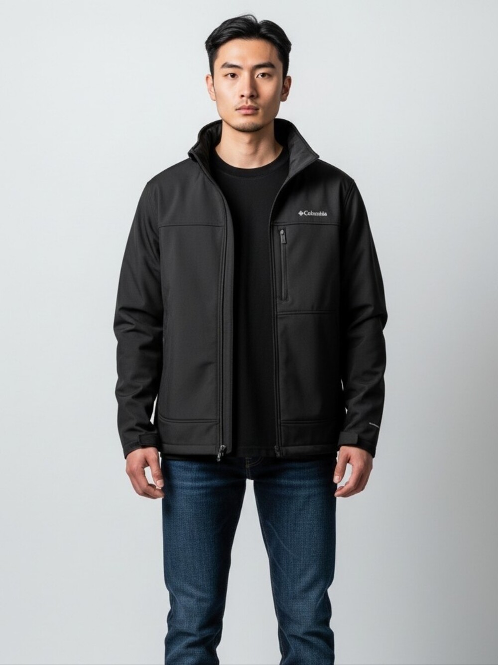 Columbia Ascender Black Smooth Spiral Softshell Full Zip Men's Jacket Size 2XL